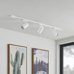 Lindby 1 lyskilde skinnesystem Linaro, GU10, 3 lyskilder, hvit| Kontorbelysning|Skinnesystem