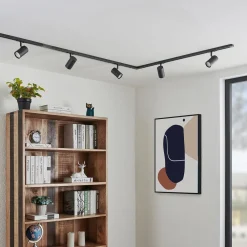 Lindby 1 lyskilde skinnesystem Linaro, GU10, 5 lyskilder, svart| Skinnesystem