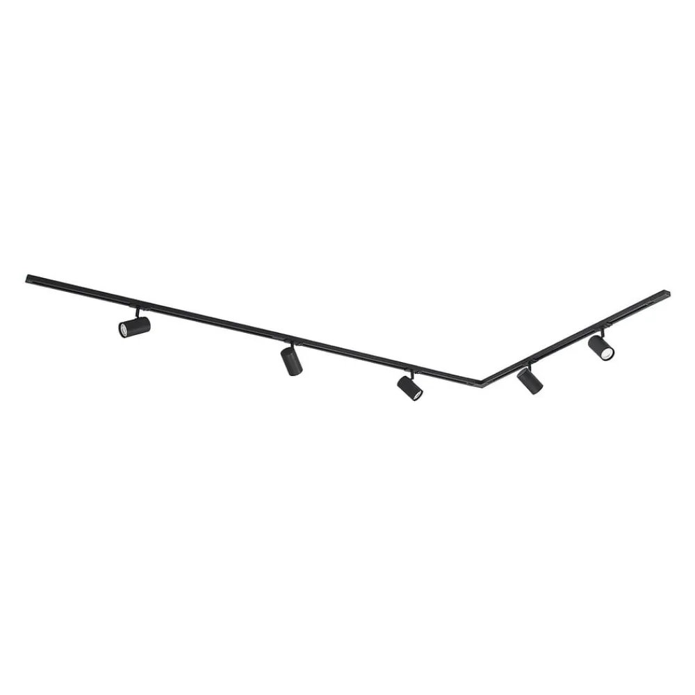 Lindby 1 lyskilde skinnesystem Linaro, GU10, 5 lyskilder, svart| Skinnesystem