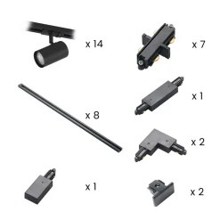 Lindby 1 lyskilde skinnesystem Linaro, GU10, 14-lys svart Outlet