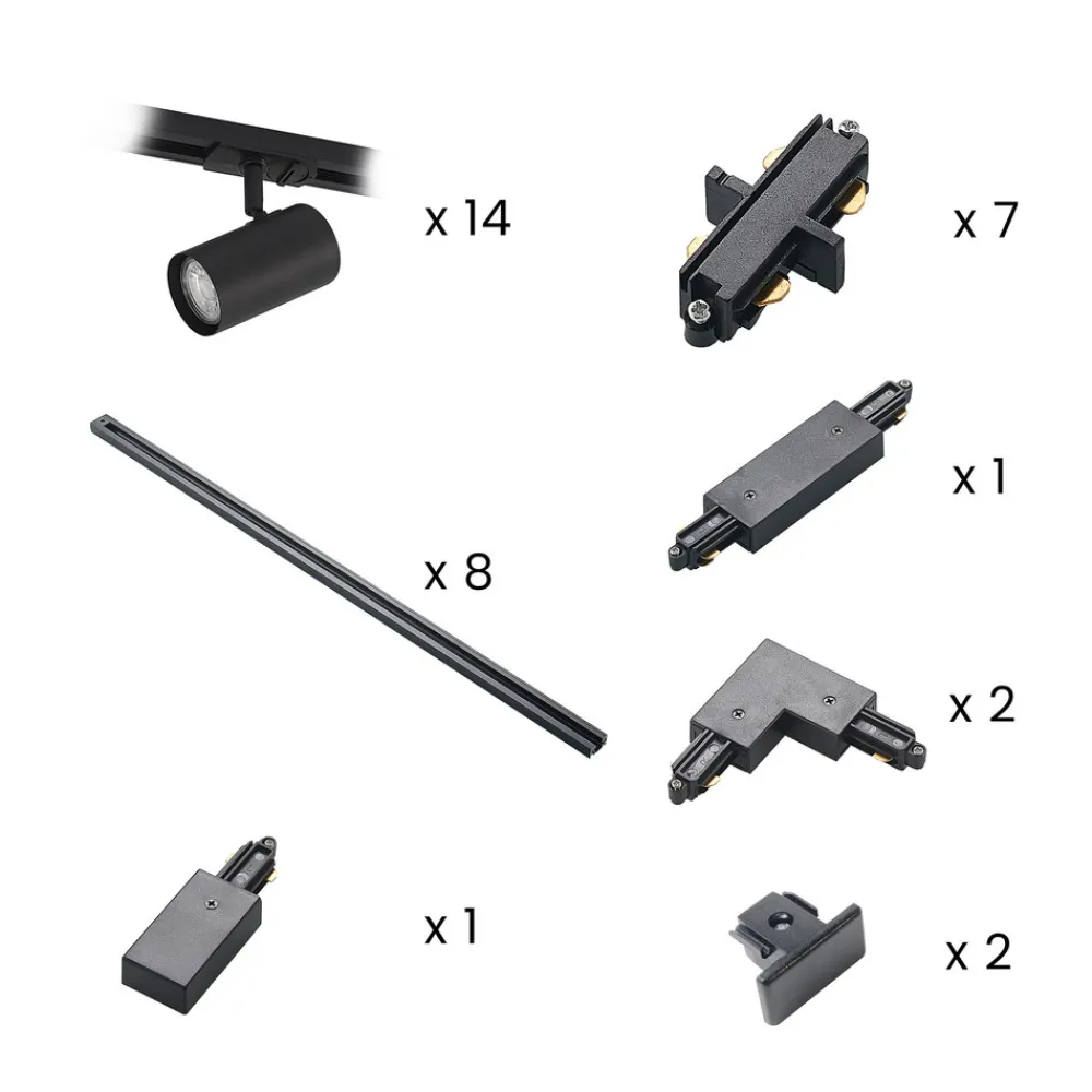 Lindby 1 lyskilde skinnesystem Linaro, GU10, 14-lys svart Outlet