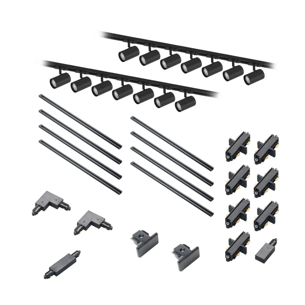 Lindby 1 lyskilde skinnesystem Linaro, GU10, 14-lys svart Outlet