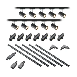 Lindby 1 lyskilde skinnesystem Linaro, GU10, 10 lyskilder, svart| Skinnesystem