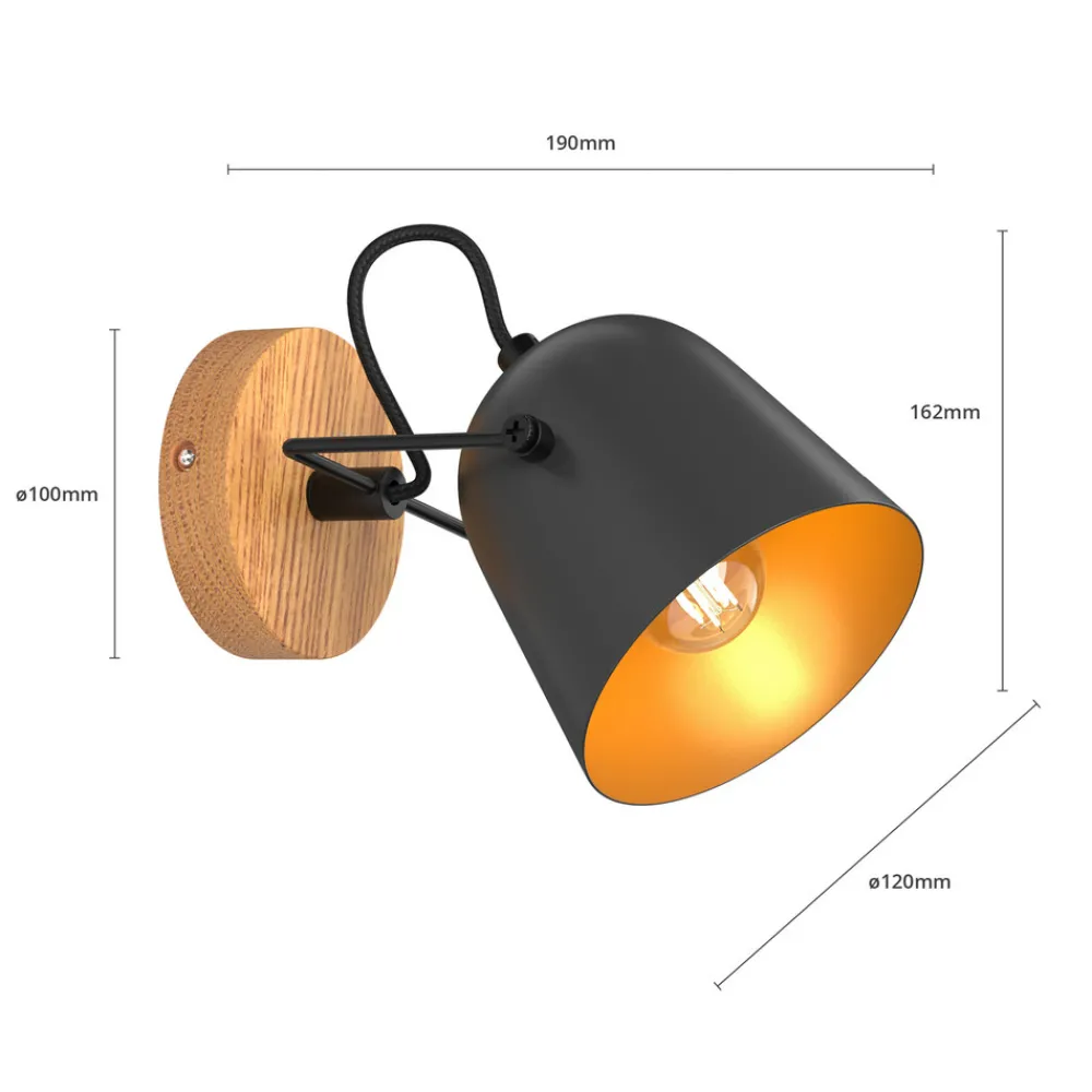 Lindby Adalin vegglampe, svart Outlet