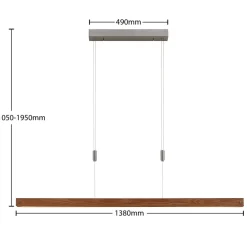 Lindby Alimara LED-hengelampe i tre, tre, lengde 138 cm Discount