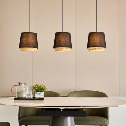 Lindby Ananya hengelampe i jern og tre, 3 lyskilder| Pendellamper