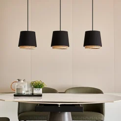 Lindby Ananya hengelampe i jern og tre, 3 lyskilder| Pendellamper