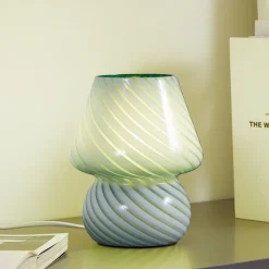 Lindby Andriana bordlampe, grønn/hvit, glass, Ø 15 cm Best