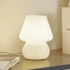 Lindby Andriana bordlampe, gul/hvit, glass, Ø 15 cm Sale