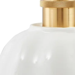 Lindby Annegret hengelampe, Ø 18 cm, keramikk, hvit/messing Sale