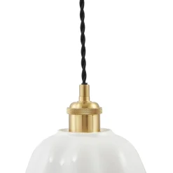 Lindby Annegret hengelampe, Ø 18 cm, keramikk, hvit/messing Sale