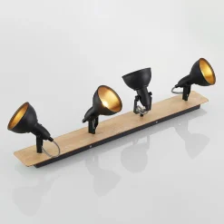 Lindby Aylis taklampe, 4 lyskilder, 82 cm, svart, tre, E14| Design- Og Hotellbelysning|Spotter I Tak