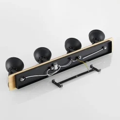 Lindby Aylis taklampe, 4 lyskilder, 82 cm, svart, tre, E14| Design- Og Hotellbelysning|Spotter I Tak