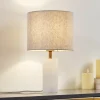 Lindby bordlampe alabaster, hvit/beige, Ø 25cm, marmor, E27 Hot