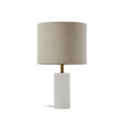 Lindby bordlampe alabaster, hvit/beige, Ø 25cm, marmor, E27 Hot