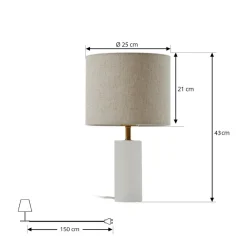Lindby bordlampe alabaster, hvit/beige, Ø 25cm, marmor, E27 Hot
