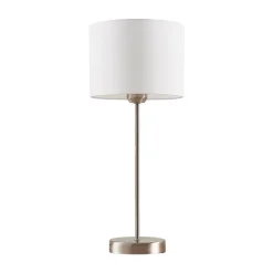 Lindby bordlampe Annatina, hvit, nikkel, høyde 48 cm, tekstil