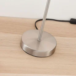 Lindby bordlampe Annatina, hvit, nikkel, høyde 48 cm, tekstil