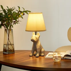 Lindby bordlampe Herry, hvit, keramikk, hund, 46,5 cm høy Clearance