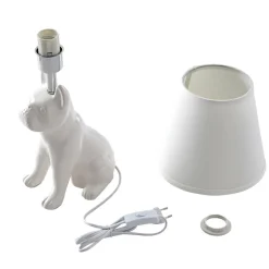 Lindby bordlampe Herry, hvit, keramikk, hund, 46,5 cm høy Clearance