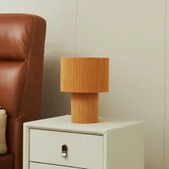 Lindby bordlampe Jone, lysebrun, tekstil, 30 cm høy, E27 Sale