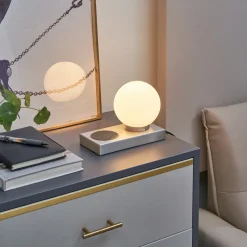 Lindby bordlampe Junis, nikkel, ladefunksjon Sale