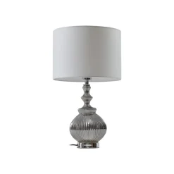 Lindby bordlampe Loraine, hvit/grå, glass, Ø 33 cm, E27| Bordlamper