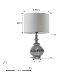 Lindby bordlampe Loraine, hvit/grå, glass, Ø 33 cm, E27| Bordlamper