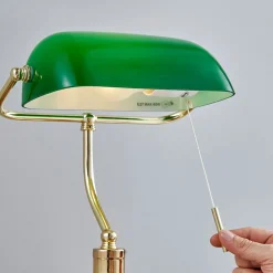 Lindby bordlampe Milenka, messing, høyde 39 cm, metall| Kontorbelysning|Bordlamper