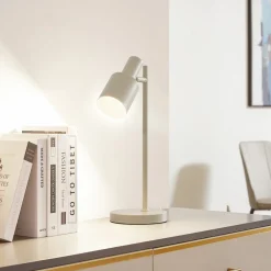 Lindby bordlampe Ovelia, beige, metall, E27| Kontorbelysning|Bordlamper