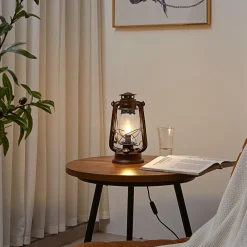 Lindby bordlampe Raisa, rustfarget, metall, lykt, E14 Discount