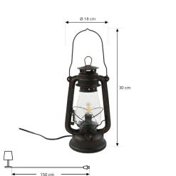 Lindby bordlampe Raisa, rustfarget, metall, lykt, E14 Discount