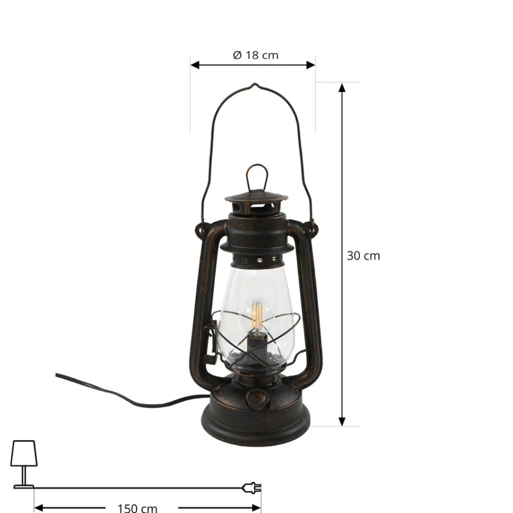 Lindby bordlampe Raisa, rustfarget, metall, lykt, E14 Discount
