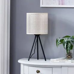 Lindby bordlampe Soula, Ø 20 cm, beige, plast, E27| Bordlamper