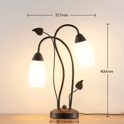 Lindby bordlampe Stefania, svart/gull, glass, E14, 40 cm| Bordlamper