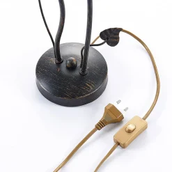 Lindby bordlampe Stefania, svart/gull, glass, E14, 40 cm| Bordlamper