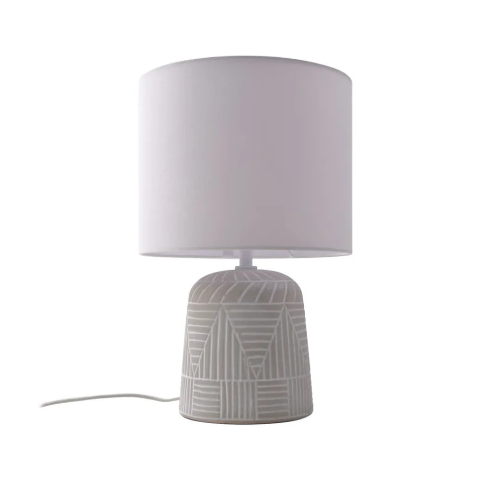 Lindby bordlampe Thalassia, hvit, Ø 26 cm, keramikk Best