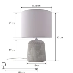 Lindby bordlampe Thalassia, hvit, Ø 26 cm, keramikk Best