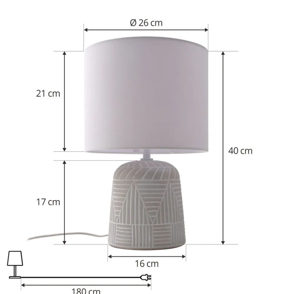 Lindby bordlampe Thalassia, hvit, Ø 26 cm, keramikk Best