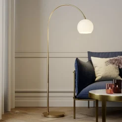 Lindby buelampe Cynthia, messingfarget, glass, 140 cm, E27 Hot