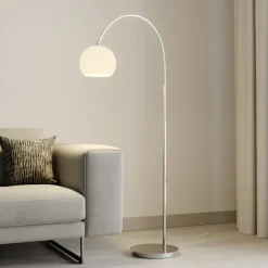 Lindby buelampe Cynthia, nikkelfarget, glass, 140 cm, E27 Best