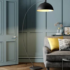 Lindby buelampe Jonera, svart, metall, E27, høyde 185 cm Clearance