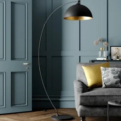 Lindby buelampe Jonera, svart, metall, E27, høyde 185 cm Clearance