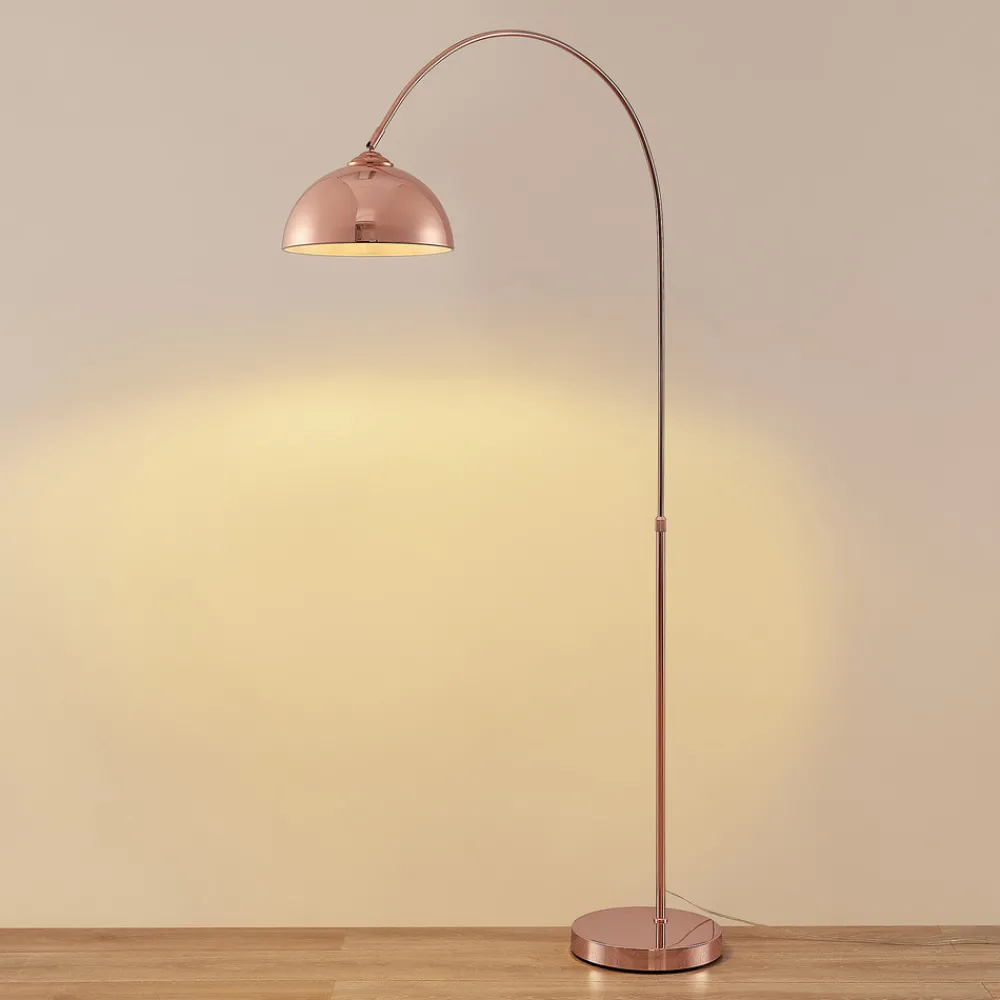 Lindby buelampe Lennart, kobber, høydejusterbar, E27 Online