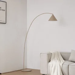 Lindby buelampe Triangolo, beige, høyde 195 cm, metall, E27