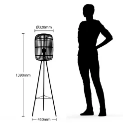 Lindby Canyana gulvlampe, 139 cm, natur, rotting, stativ| Gulvlamper