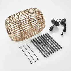 Lindby Canyana gulvlampe, 139 cm, natur, rotting, stativ| Gulvlamper