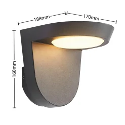 Lindby Carmelo utendørs LED-vegglampe, mørkegrå| Kommersiell Utebelysning|Led-Utendørs