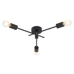 Lindby Cerros taklampe, 3 lyskilder, svart, metall| Design- Og Hotellbelysning|Taklamper