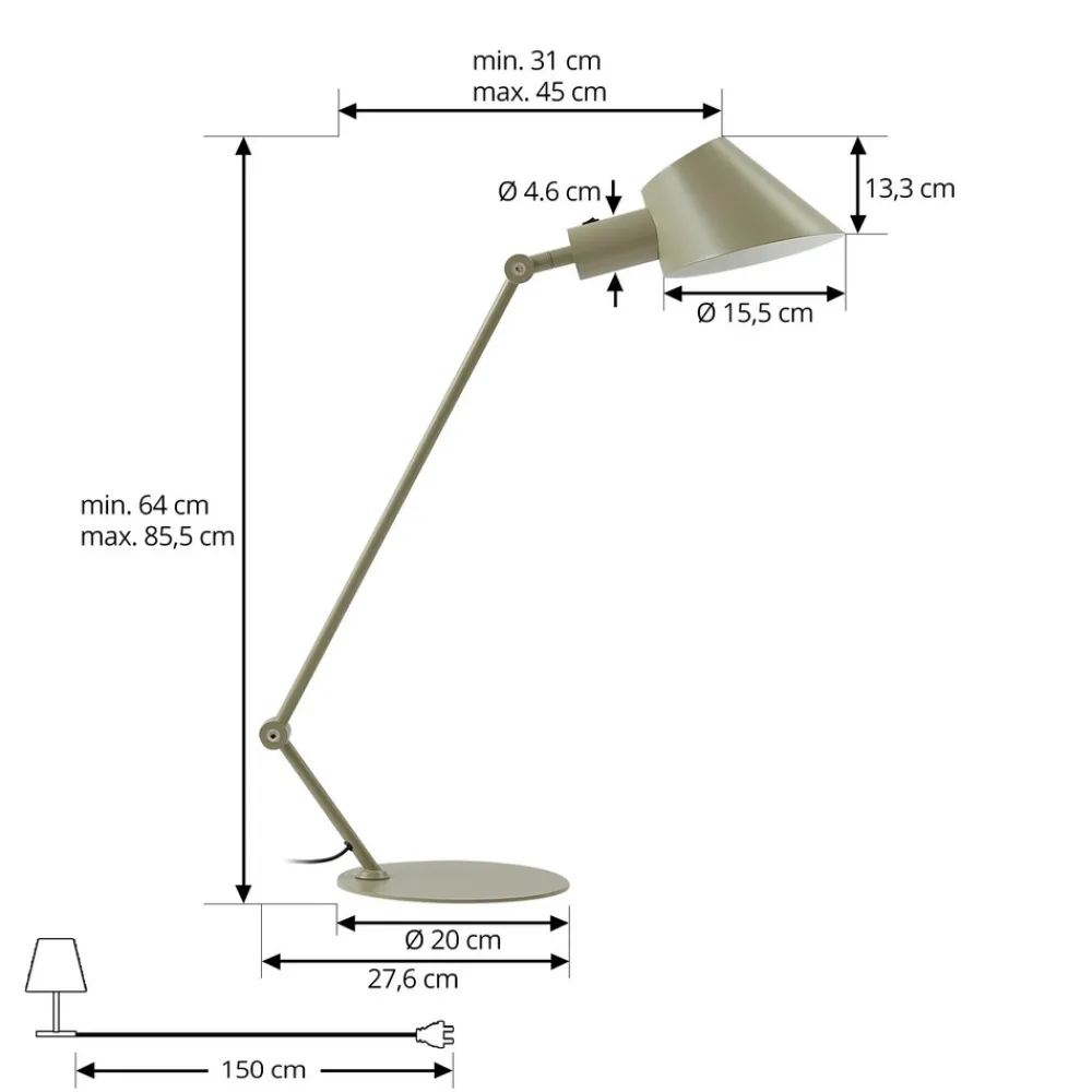 Lindby Corali bordlampe, lysegrønn, metall, høyde 64 cm Outlet